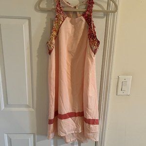 Pink sequin-trim Wren mini dress, size S